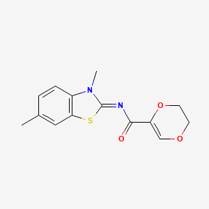 (E)-N-(3,6-dimethylbenzo[d]thiazol-2(3H)-ylidene)-5,6-dihydro-1,4-dioxine-2-carboxamide