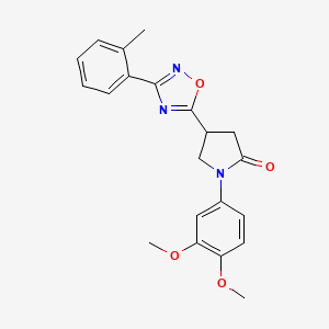 molecular formula C21H21N3O4 B3013815 1-(3,4-二甲氧基苯基)-4-(3-(邻甲苯基)-1,2,4-恶二唑-5-基)吡咯烷-2-酮 CAS No. 941891-74-3