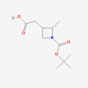 molecular formula C11H19NO4 B3013818 2-{1-[(Tert-butoxy)carbonyl]-2-methylazetidin-3-yl}acetic acid CAS No. 2167195-25-5