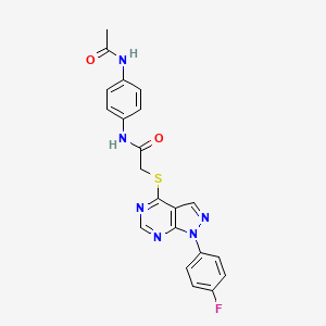 molecular formula C21H17FN6O2S B3013820 N-(4-乙酰氨基苯基)-2-((1-(4-氟苯基)-1H-吡唑并[3,4-d]嘧啶-4-基)硫代)乙酰胺 CAS No. 893937-02-5