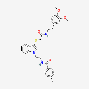N-[2-[3-[2-[2-(3,4-dimethoxyphenyl)ethylamino]-2-oxoethyl]sulfanylindol-1-yl]ethyl]-4-methylbenzamide