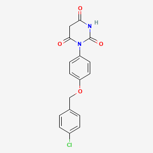 molecular formula C17H13ClN2O4 B3013832 1-{4-[(4-chlorobenzyl)oxy]phenyl}pyrimidine-2,4,6(1H,3H,5H)-trione CAS No. 1708179-39-8