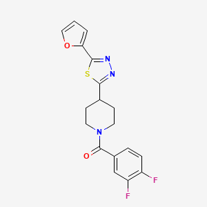 molecular formula C18H15F2N3O2S B3013844 (3,4-Difluorophenyl)(4-(5-(furan-2-yl)-1,3,4-thiadiazol-2-yl)piperidin-1-yl)methanone CAS No. 1105245-85-9