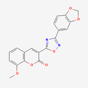molecular formula C19H12N2O6 B3013845 3-[3-(1,3-benzodioxol-5-yl)-1,2,4-oxadiazol-5-yl]-8-methoxy-2H-chromen-2-one CAS No. 892756-53-5