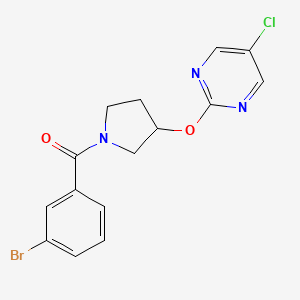 molecular formula C15H13BrClN3O2 B3013859 (3-Bromophenyl)(3-((5-chloropyrimidin-2-yl)oxy)pyrrolidin-1-yl)methanone CAS No. 2034250-75-2