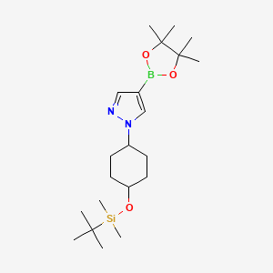 molecular formula C21H39BN2O3Si B3013866 1-[trans-4-[(tert-butyldimethylsilyl)oxy]cyclohexyl]-4-(4,4,5,5-tetramethyl-1,3,2-dioxaborolan-2-yl)-1H-pyrazole CAS No. 1257997-17-3