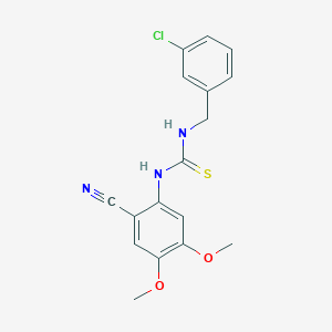 molecular formula C17H16ClN3O2S B3013882 N-(3-chlorobenzyl)-N'-(2-cyano-4,5-dimethoxyphenyl)thiourea CAS No. 343375-04-2