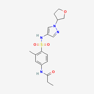 molecular formula C17H22N4O4S B3013884 N-(3-methyl-4-(N-(1-(tetrahydrofuran-3-yl)-1H-pyrazol-4-yl)sulfamoyl)phenyl)propionamide CAS No. 1797984-70-3