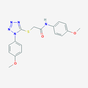 molecular formula C17H17N5O3S B301389 N-(4-METHOXYPHENYL)-2-{[1-(4-METHOXYPHENYL)-1H-1,2,3,4-TETRAZOL-5-YL]SULFANYL}ACETAMIDE 
