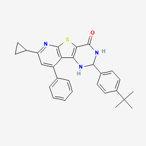 molecular formula C28H27N3OS B3013902 2-(4-(tert-butyl)phenyl)-7-cyclopropyl-9-phenyl-2,3-dihydropyrido[3',2':4,5]thieno[3,2-d]pyrimidin-4(1H)-one CAS No. 380423-65-4