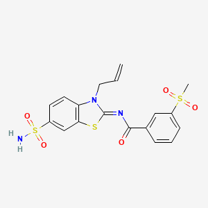 molecular formula C18H17N3O5S3 B3013903 (Z)-N-(3-烯丙基-6-磺酰胺基苯并[d]噻唑-2(3H)-亚甲基)-3-(甲磺酰基)苯甲酰胺 CAS No. 887203-35-2
