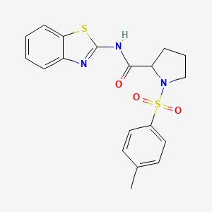 molecular formula C19H19N3O3S2 B3013908 N-(1,3-BENZOTHIAZOL-2-YL)-1-(4-METHYLBENZENESULFONYL)PYRROLIDINE-2-CARBOXAMIDE CAS No. 357387-90-7