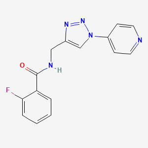 molecular formula C15H12FN5O B3013918 2-fluoro-N-((1-(pyridin-4-yl)-1H-1,2,3-triazol-4-yl)methyl)benzamide CAS No. 2034460-10-9