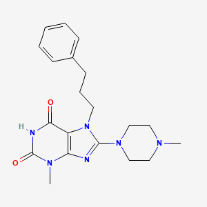 molecular formula C20H26N6O2 B3013922 3-甲基-8-(4-甲基哌嗪-1-基)-7-(3-苯基丙基)-1H-嘌呤-2,6(3H,7H)-二酮 CAS No. 332033-44-0