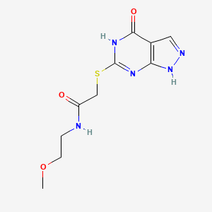 molecular formula C10H13N5O3S B3013926 N-(2-methoxyethyl)-2-((4-oxo-4,5-dihydro-1H-pyrazolo[3,4-d]pyrimidin-6-yl)thio)acetamide CAS No. 877630-60-9