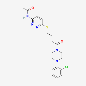 molecular formula C20H24ClN5O2S B3013928 N-(6-((4-(4-(2-chlorophenyl)piperazin-1-yl)-4-oxobutyl)thio)pyridazin-3-yl)acetamide CAS No. 1105247-63-9