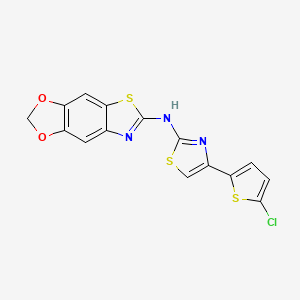 molecular formula C15H8ClN3O2S3 B3013930 N-[4-(5-chlorothiophen-2-yl)-1,3-thiazol-2-yl]-[1,3]dioxolo[4,5-f][1,3]benzothiazol-6-amine CAS No. 862976-67-8