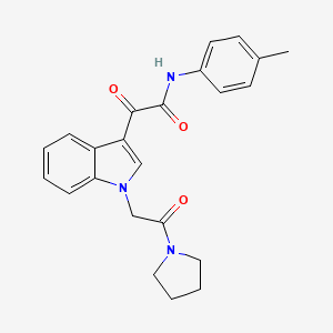 molecular formula C23H23N3O3 B3013932 N-(4-methylphenyl)-2-oxo-2-{1-[2-oxo-2-(pyrrolidin-1-yl)ethyl]-1H-indol-3-yl}acetamide CAS No. 872849-28-0