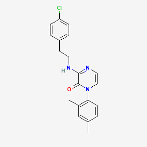 molecular formula C20H20ClN3O B3013933 3-((4-chlorophenethyl)amino)-1-(2,4-dimethylphenyl)pyrazin-2(1H)-one CAS No. 941978-02-5