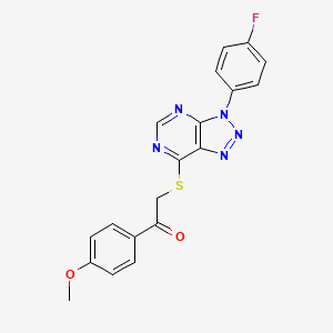 molecular formula C19H14FN5O2S B3013937 2-[3-(4-Fluorophenyl)triazolo[4,5-d]pyrimidin-7-yl]sulfanyl-1-(4-methoxyphenyl)ethanone CAS No. 863460-65-5