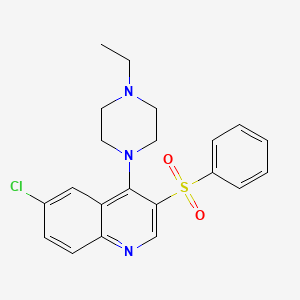molecular formula C21H22ClN3O2S B3013939 3-(苯磺酰基)-6-氯-4-(4-乙基哌嗪-1-基)喹啉 CAS No. 866812-05-7