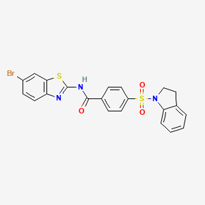 molecular formula C22H16BrN3O3S2 B3013946 N-(6-bromobenzo[d]thiazol-2-yl)-4-(indolin-1-ylsulfonyl)benzamide CAS No. 361170-46-9