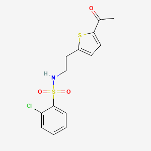 molecular formula C14H14ClNO3S2 B3013958 N-(2-(5-acetylthiophen-2-yl)ethyl)-2-chlorobenzenesulfonamide CAS No. 2034340-18-4