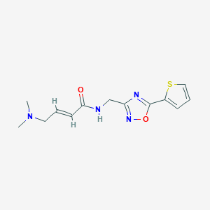 molecular formula C13H16N4O2S B3013979 (E)-4-(Dimethylamino)-N-[(5-thiophen-2-yl-1,2,4-oxadiazol-3-yl)methyl]but-2-enamide CAS No. 2411337-49-8