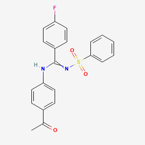 molecular formula C21H17FN2O3S B3013981 N-(4-acetylphenyl)-4-fluoro-N'-(phenylsulfonyl)benzimidamide CAS No. 324771-25-7