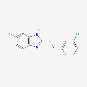 molecular formula C15H13ClN2S B3013988 2-[(3-chlorophenyl)methylsulfanyl]-6-methyl-1H-benzimidazole CAS No. 449813-22-3