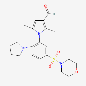 molecular formula C21H27N3O4S B3013998 2,5-dimethyl-1-[5-(morpholine-4-sulfonyl)-2-(pyrrolidin-1-yl)phenyl]-1H-pyrrole-3-carbaldehyde CAS No. 716373-76-1