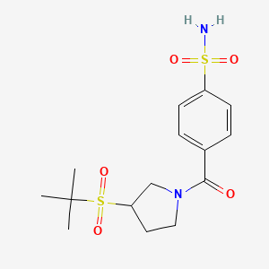 molecular formula C15H22N2O5S2 B3014019 4-(3-(Tert-butylsulfonyl)pyrrolidine-1-carbonyl)benzenesulfonamide CAS No. 1797184-95-2