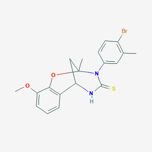 B3014039 3-(4-bromo-3-methylphenyl)-10-methoxy-2-methyl-5,6-dihydro-2H-2,6-methanobenzo[g][1,3,5]oxadiazocine-4(3H)-thione CAS No. 1019149-39-3