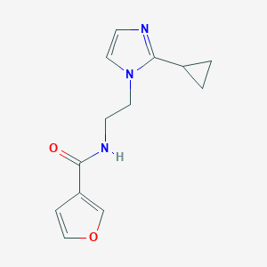 molecular formula C13H15N3O2 B3014117 N-(2-(2-cyclopropyl-1H-imidazol-1-yl)ethyl)furan-3-carboxamide CAS No. 2034581-67-2