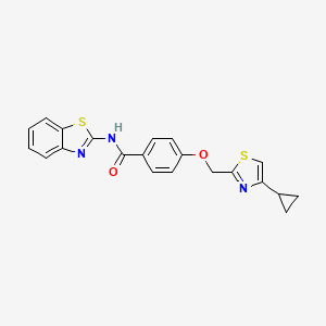molecular formula C21H17N3O2S2 B3014131 N-(1,3-benzothiazol-2-yl)-4-[(4-cyclopropyl-1,3-thiazol-2-yl)methoxy]benzamide CAS No. 1251689-59-4