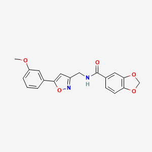 molecular formula C19H16N2O5 B3014138 N-((5-(3-methoxyphenyl)isoxazol-3-yl)methyl)benzo[d][1,3]dioxole-5-carboxamide CAS No. 953252-82-9