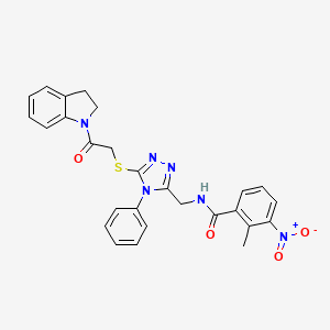 N-[[5-[2-(2,3-dihydroindol-1-yl)-2-oxoethyl]sulfanyl-4-phenyl-1,2,4-triazol-3-yl]methyl]-2-methyl-3-nitrobenzamide