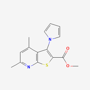 molecular formula C15H14N2O2S B3014179 methyl 4,6-dimethyl-3-(1H-pyrrol-1-yl)thieno[2,3-b]pyridine-2-carboxylate CAS No. 644990-48-7