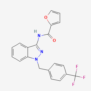 molecular formula C20H14F3N3O2 B3014184 N-(1-{[4-(trifluoromethyl)phenyl]methyl}-1H-indazol-3-yl)furan-2-carboxamide CAS No. 1569076-11-4