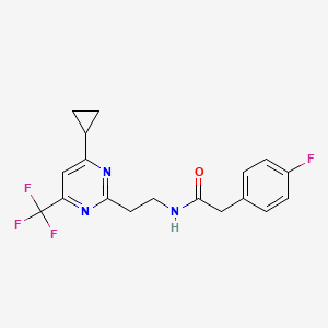 N-(2-(4-cyclopropyl-6-(trifluoromethyl)pyrimidin-2-yl)ethyl)-2-(4-fluorophenyl)acetamide