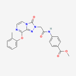 molecular formula C22H19N5O5 B3014189 methyl 4-{2-[8-(2-methylphenoxy)-3-oxo-2H,3H-[1,2,4]triazolo[4,3-a]pyrazin-2-yl]acetamido}benzoate CAS No. 1251621-76-7