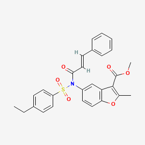 molecular formula C28H25NO6S B3014199 methyl 5-(N-((4-ethylphenyl)sulfonyl)cinnamamido)-2-methylbenzofuran-3-carboxylate CAS No. 463353-60-8
