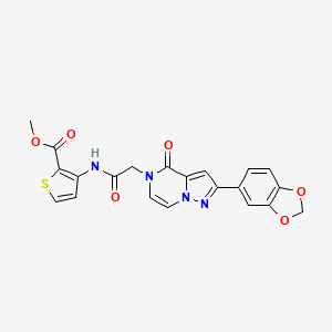 molecular formula C21H16N4O6S B3014222 methyl 3-({[2-(1,3-benzodioxol-5-yl)-4-oxopyrazolo[1,5-a]pyrazin-5(4H)-yl]acetyl}amino)thiophene-2-carboxylate CAS No. 1189435-46-8