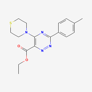 molecular formula C17H20N4O2S B3014225 Ethyl 3-(4-methylphenyl)-5-(1,4-thiazinan-4-yl)-1,2,4-triazine-6-carboxylate CAS No. 866051-68-5