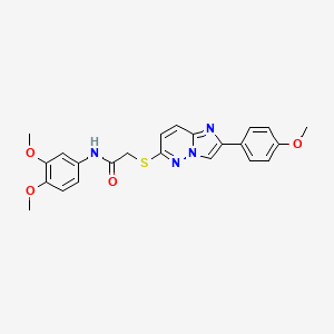 molecular formula C23H22N4O4S B3014226 N-(3,4-dimethoxyphenyl)-2-((2-(4-methoxyphenyl)imidazo[1,2-b]pyridazin-6-yl)thio)acetamide CAS No. 896285-46-4