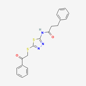 N-{5-[(2-oxo-2-phenylethyl)sulfanyl]-1,3,4-thiadiazol-2-yl}-3-phenylpropanamide