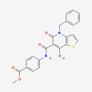 molecular formula C23H18N2O5S B3014245 methyl 4-{4-benzyl-7-hydroxy-5-oxo-4H,5H-thieno[3,2-b]pyridine-6-amido}benzoate CAS No. 1351805-23-6