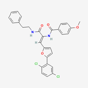 molecular formula C29H24Cl2N2O4 B3014255 (Z)-N-(1-(5-(2,5-dichlorophenyl)furan-2-yl)-3-oxo-3-(phenethylamino)prop-1-en-2-yl)-4-methoxybenzamide CAS No. 384796-15-0