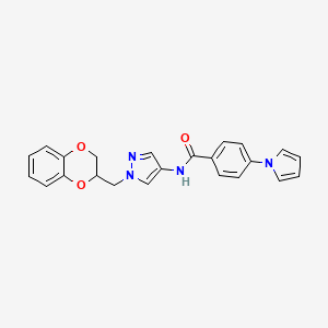 N-(1-((2,3-dihydrobenzo[b][1,4]dioxin-2-yl)methyl)-1H-pyrazol-4-yl)-4-(1H-pyrrol-1-yl)benzamide