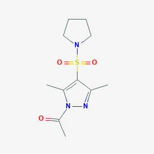 molecular formula C11H17N3O3S B3014258 1-Acetyl-3,5-dimethyl-4-(pyrrolidinylsulfonyl)pyrazole CAS No. 1019105-76-0